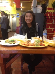 Taqueria Cancun- Me and my coworker needed a place to eat after one of my interviews. I got the "Burrito Mojado" which is a burrito slathered in spicy salsa. Super yummy! 